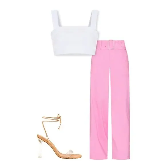 Lovers + Friends Barbie Pink Trouser Pants SMALL Work Straight Revolve $208 NEW - Picture 7 of 9